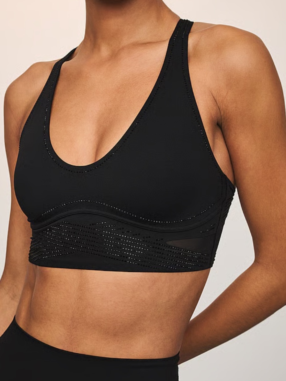 VSX Black Elevate Diamanté Flex Contours Plunge Sports Bra Size Large